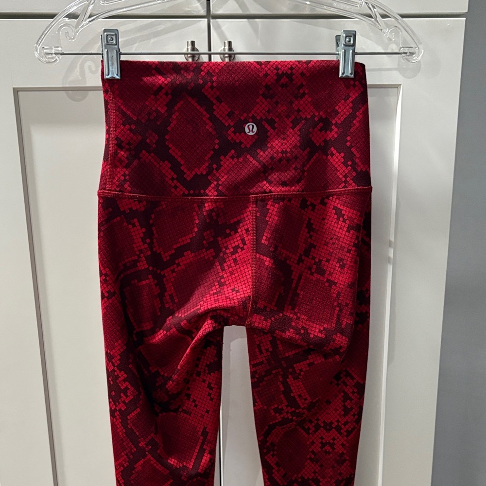 lululemon athletica dark red with black  Print Leggings